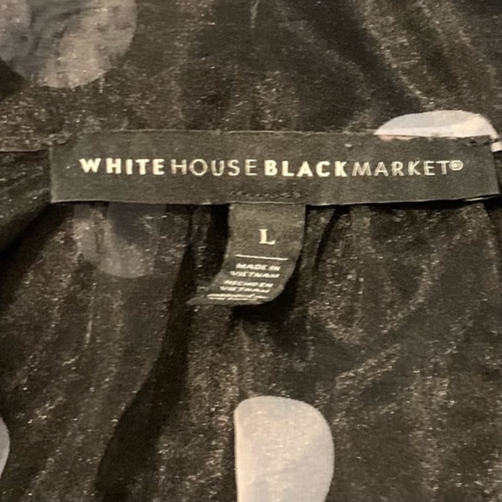 White House Black Market black and white polka-dots mesh see-through blouse. - Picture 12 of 16